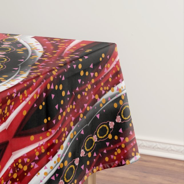 Toalha De Mesa Tablecloa Abstrato Preto Vermelho Branco (Posição Original)
