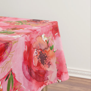 Toalha De Mesa Tableclografia Floral Cor-de-Água Rosa