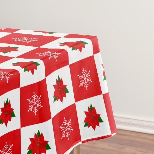 Toalha De Mesa Tableclote Vermelho e Branco de Natal Moderno (Posição Original)