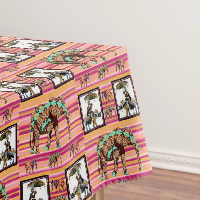 Toalha De Mesa Tablecloth African Elephant Women Stripe (Posição Original)