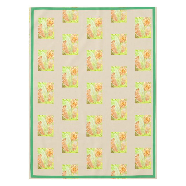 Toalha De Mesa Tablecloth Aspidistra eliator e Gerbera jamesoni (Frente)