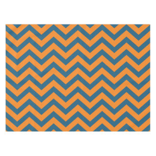 Toalha De Mesa Tablecloth azul e alaranjado da listra de Chevron
