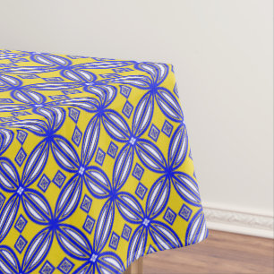 Toalha De Mesa Tablecloth azul e amarelo do teste padrão do