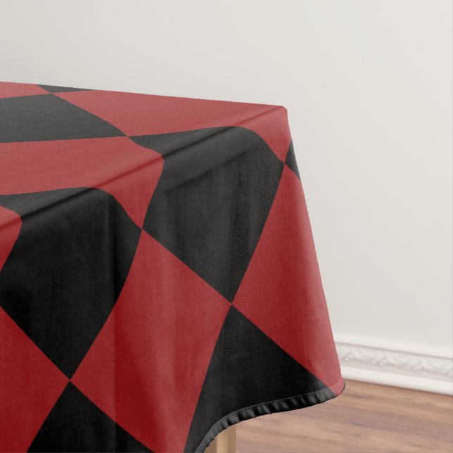 Toalha De Mesa Tablecloth Black Red Chess (Posição Original)