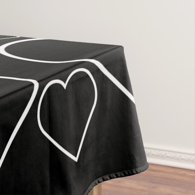 Toalha De Mesa Tablecloth Black & White Hearts (Posição Original)