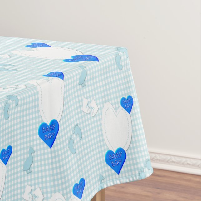 Toalha De Mesa Tablecloth Blue White Xadrez Baby Boy (Posição Original)