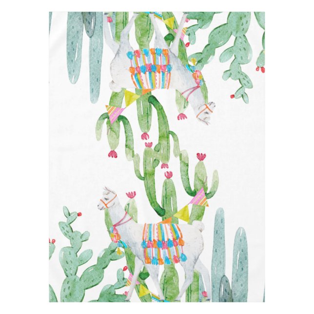 Toalha De Mesa Tablecloth Boho Llama Bohemian Cactos Desert Flowe (Frente)