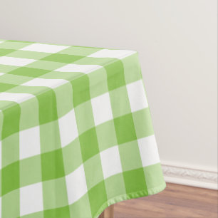 Toalha De Mesa Tablecloth branco e verde do guingão da