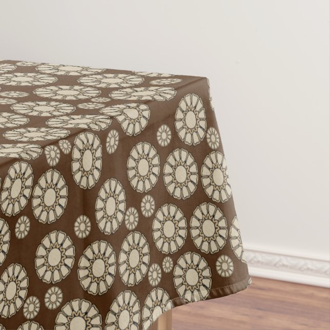 Toalha De Mesa Tablecloth Brown Beige Floral (Posição Original)