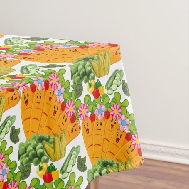 Toalha De Mesa Tablecloth Carrots Peas Floral (Posição Original)