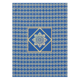 Toalha De Mesa Tablecloth com medalhões de ouro em azul