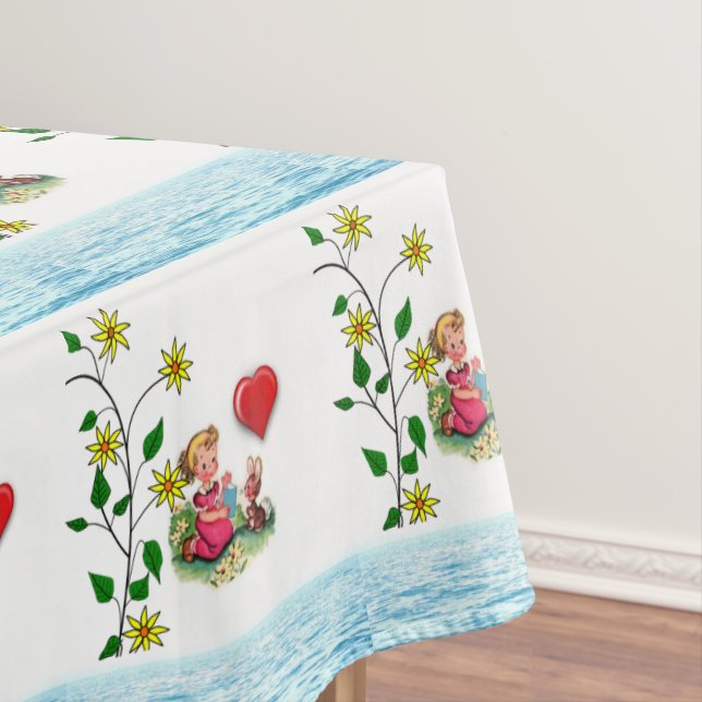 Toalha De Mesa Tablecloth Corações Florais (Posição Original)