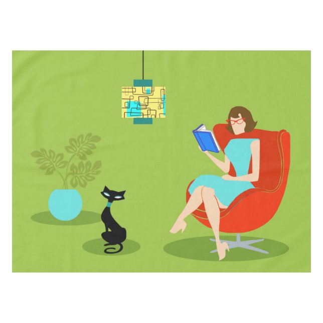 Toalha De Mesa Tablecloth da Mulher de Leitura Retroativa (Frente (Horizontal))