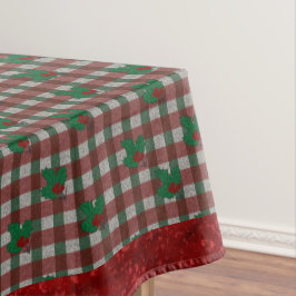 Toalha De Mesa Tablecloth de 1940s Xmas Gingham 52" x 70"