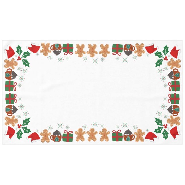 Toalha De Mesa Tablecloth de Algodão Personalizado de Natal, 60"x (Frente (Horizontal))