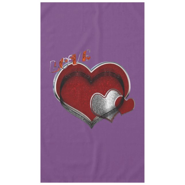 Toalha De Mesa Tablecloth de Algodão Púrpura do Coração (Frente)