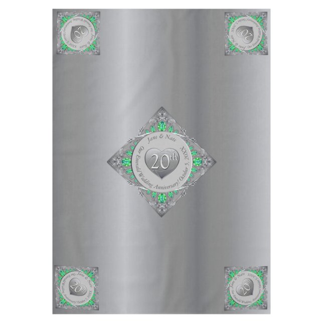 Toalha De Mesa Tablecloth de Aniversário do Casamento de Emerald (Frente)