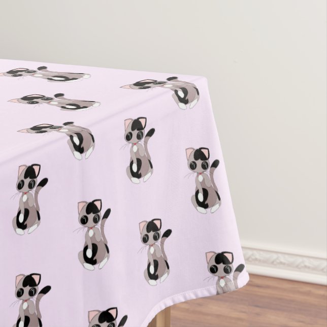 Toalha De Mesa Tablecloth de Cores Personalizadas com Gatos Rosa (Posição Original)