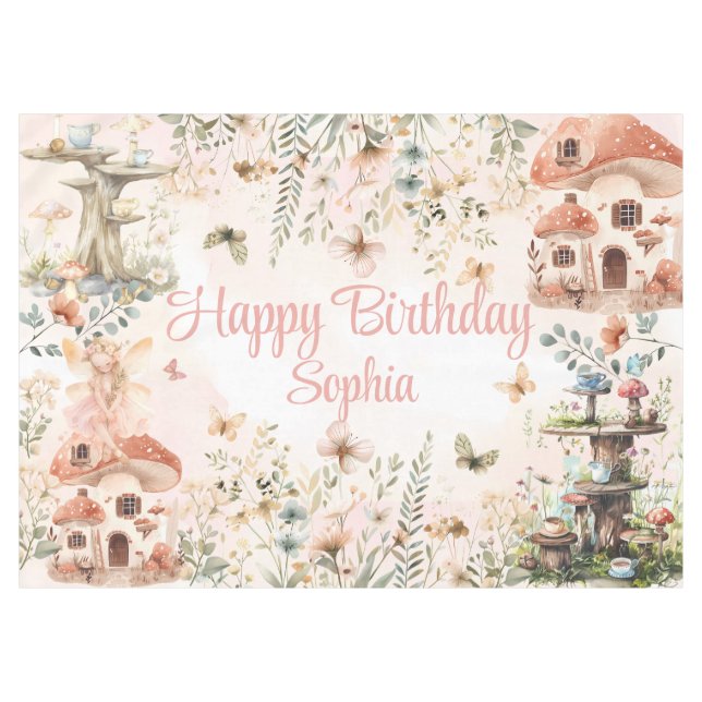 Toalha De Mesa Tablecloth de Fada de Jardim Encantada (Frente (Horizontal))