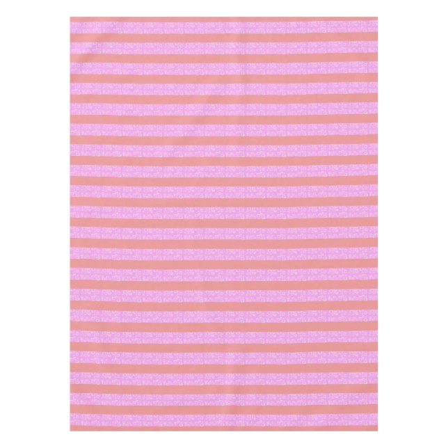 Toalha De Mesa Tablecloth de faixas geométricas rosa (Frente)
