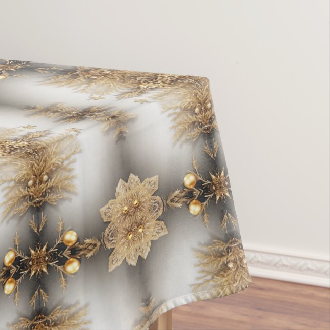 Toalha De Mesa Tablecloth de Feriado Decorativo Dourado Único (Posição Original)