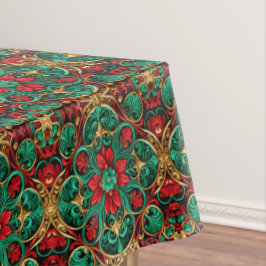 Toalha De Mesa Tablecloth de Feriado Verde Vermelho Decorativo