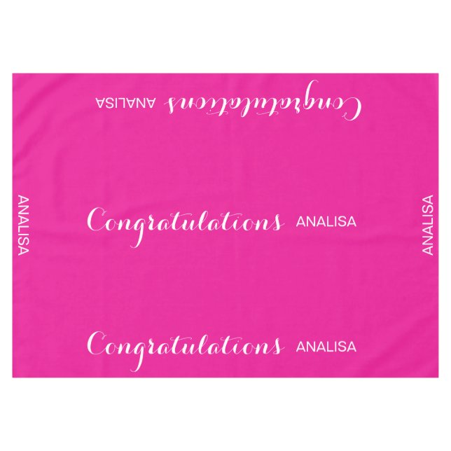 Toalha De Mesa Tablecloth de Graduação de Nome Personalizado Rosa (Frente (Horizontal))