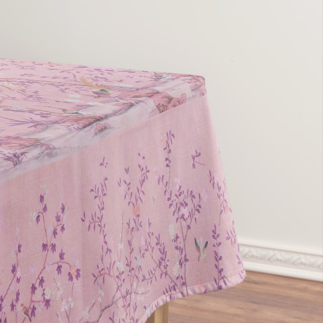 Toalha De Mesa Tablecloth de Jantar de Algodão Chinoiserie Rosa (Posição Original)