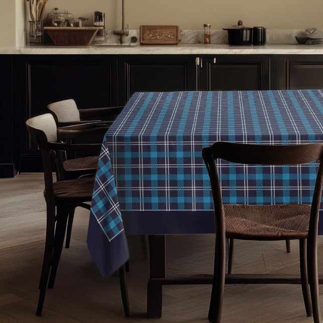 Toalha De Mesa Tablecloth de marinho e Xadrez Azul para Estilo de (Navy and Blue Plaid Tablecloth for Farmhouse Style Dining)