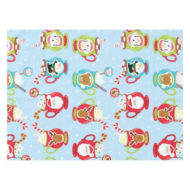 Toalha De Mesa Tablecloth de Natal de Chocolate Quente (Frente (Horizontal))