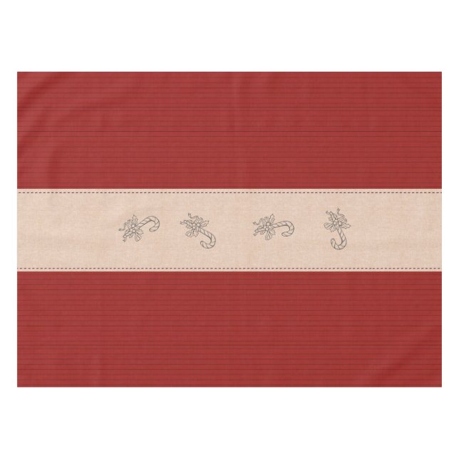 Toalha De Mesa Tablecloth de Natal do Red Holiday Stripe Candy Ca (Frente (Horizontal))