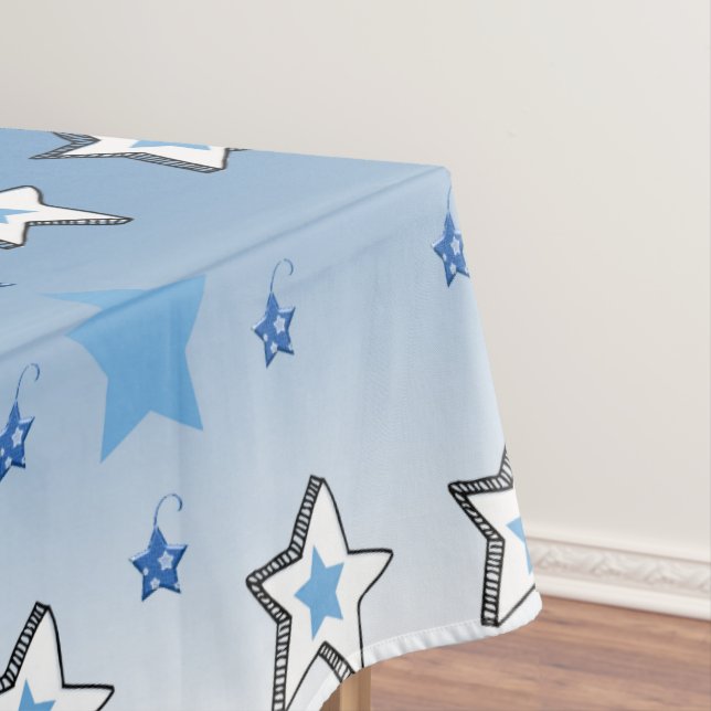 Toalha De Mesa Tablecloth de Natal, Estrelas Azuis (Posição Original)