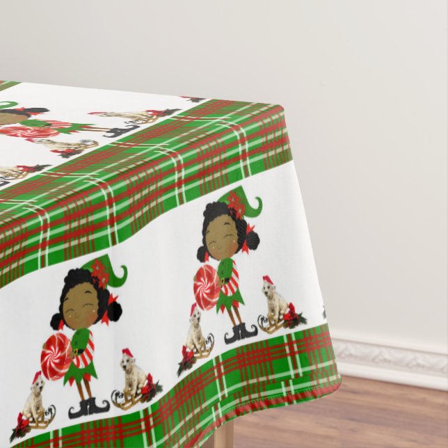 Toalha De Mesa Tablecloth de Natal, Feliz Natal, Elf Africano (Posição Original)