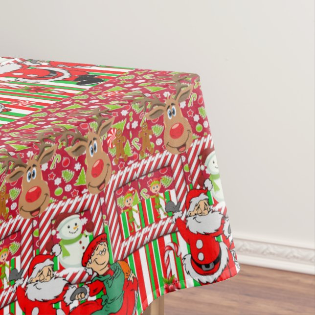 Toalha De Mesa Tablecloth de Natal, Feliz, Papais noeis de Neve (Posição Original)