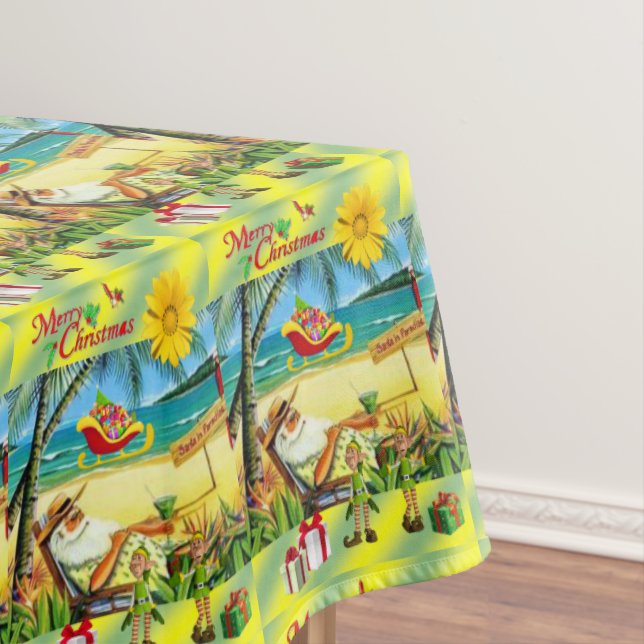 Toalha De Mesa Tablecloth de Natal, Papais noeis da Summer Beach  (Posição Original)