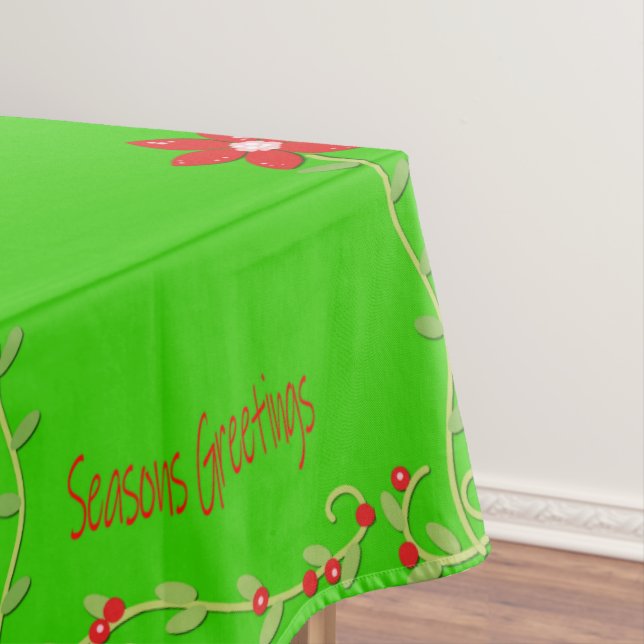 Toalha De Mesa Tablecloth de Natal, Saudações das Seasons Verdes (Posição Original)