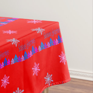 Toalha De Mesa Tablecloth de Natal, Seasons cumprimenta vermelho