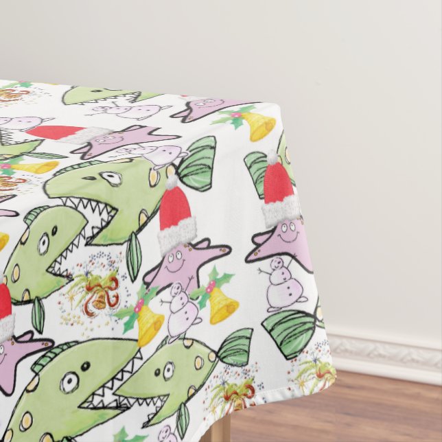 Toalha De Mesa Tablecloth de Natal, Shark Snowman (Posição Original)