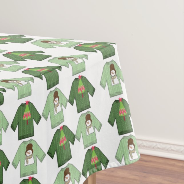 Toalha De Mesa Tablecloth de Natal, Suéteres de Natal Verdes (Posição Original)