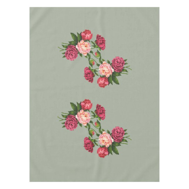 Toalha De Mesa Tablecloth de Rosas Rosa (Frente)
