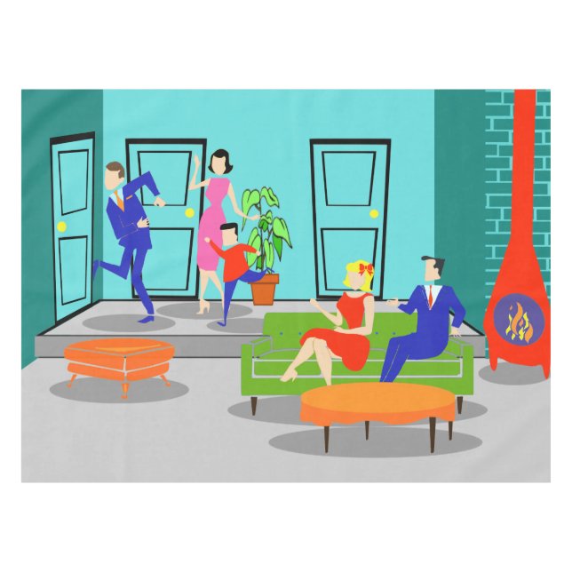 Toalha De Mesa Tablecloth de Televisão Clássica Retroativa (Frente (Horizontal))