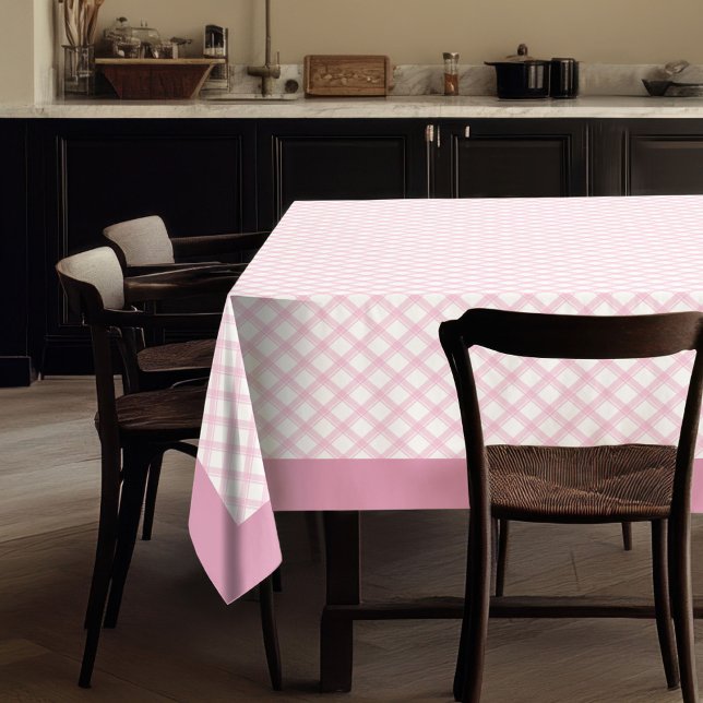 Toalha De Mesa Tablecloth de Xadrez Rosa Clássica para o Charme R (Classic Pink Plaid Tablecloth for Rustic Charm)
