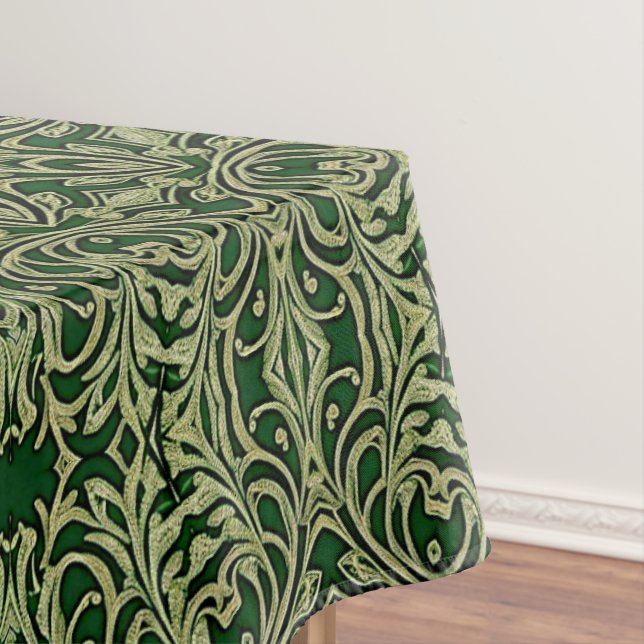 Toalha De Mesa Tablecloth Decorativa Dourada Verde (Posição Original)