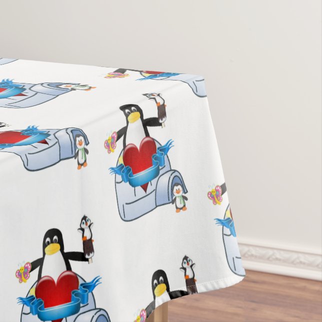 Toalha De Mesa Tablecloth Dia de os namorados Pinguim (Posição Original)