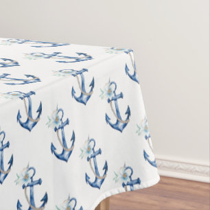 Toalha De Mesa Tablecloth do Chá de fraldas náutico   Floral Azul