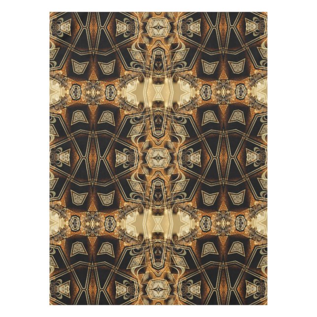 Toalha De Mesa Tablecloth do Padrão Geométrico Dourado Satin Lace (Frente)