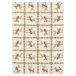 Toalha De Mesa Tablecloth Dourada Reindeer Holiday
