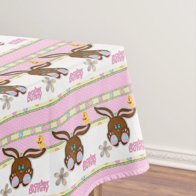 Toalha De Mesa Tablecloth Easter Bunny Ovos Rosa (Posição Original)