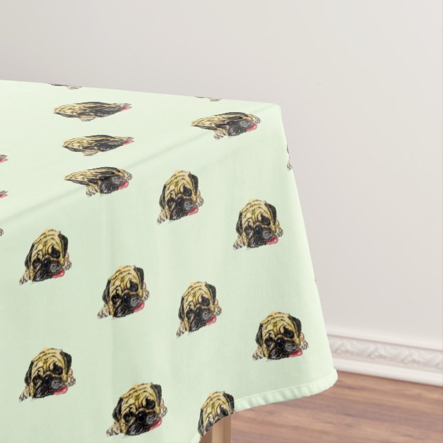 Toalha De Mesa Tablecloth engraçada com Cachorro Pug - Cores Pers (Posição Original)