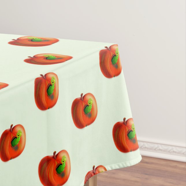 Toalha De Mesa Tablecloth engraçada com Verme Apple Feliz (Posição Original)